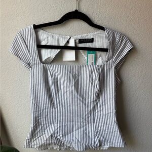 Free People Gray Striped Blouse